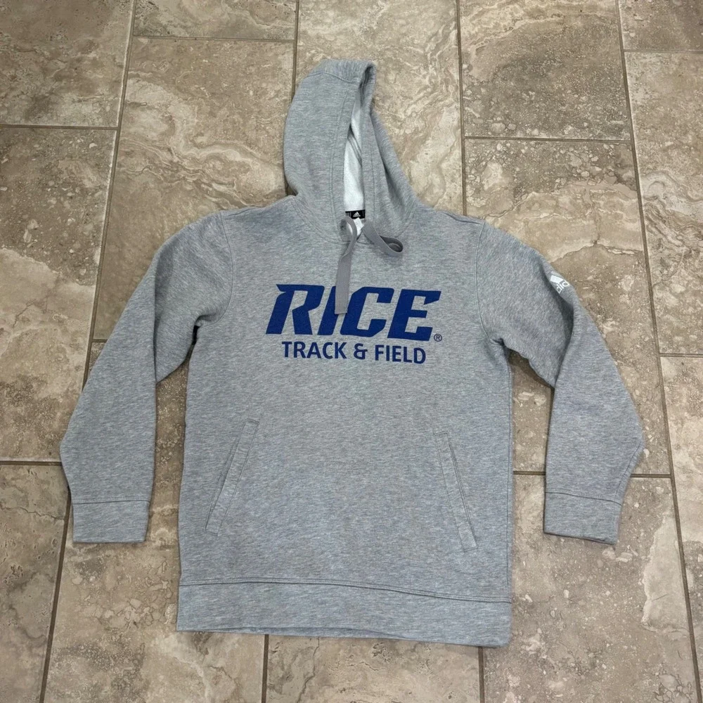Adidas Rice University Track & Field Hoodie Mens Medium Gray Pullover Sweatshirt